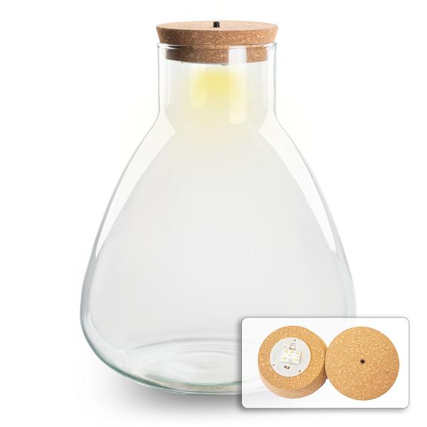 Terrarium fles met kurk - Erlenmeyer met led kurk - Gesloten terrarium ↑ 30 cm  BotanicBridge