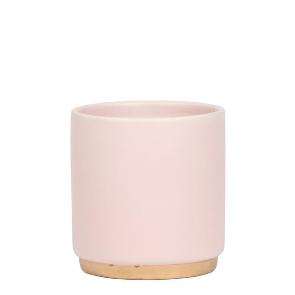 Kolibri Home | Gold foot pink bloempot - Roze keramieken sierpot met gouden rand - Ø9cm  BotanicBridge