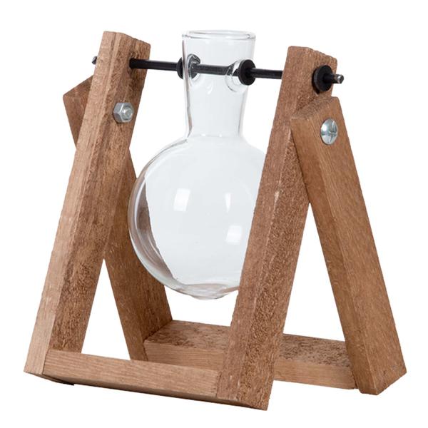 Cutting Stand - 1 glass vase - Hydroponic vase for cuttings - Wooden - Cultivation station  BotanicBridge