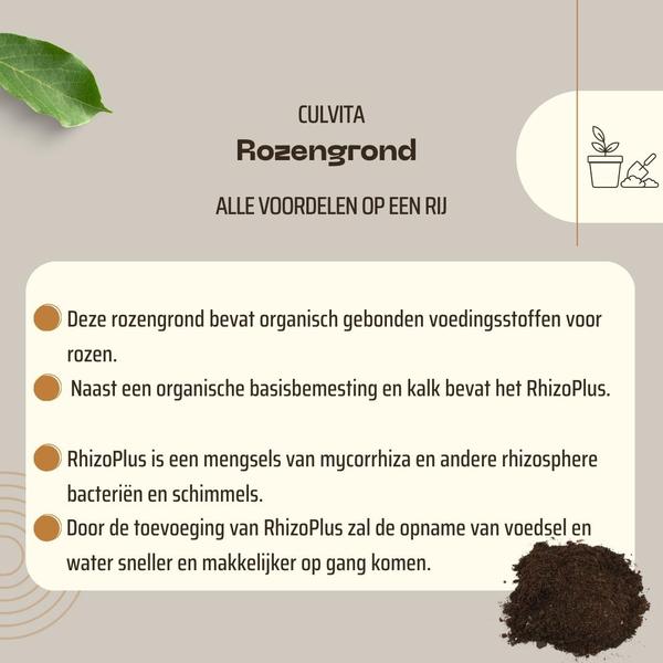 Culvita - Rozengrond 40 liter - potgrond geschikt voor rozen - inclusief RhizoPlus wortelverbeteraar  BotanicBridge