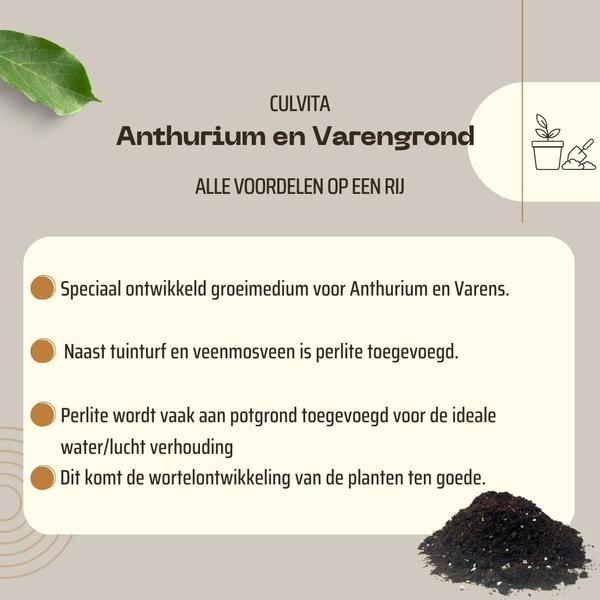 Culvita - Anthurium en Varengrond 5 liter - potgrond geschikt voor Anthurium en Varens  BotanicBridge