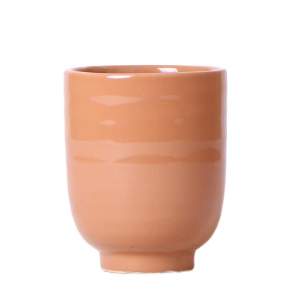 Kolibri Home | Glazed bloempot - Cognac keramieken sierpot met glans - Ø9cm  BotanicBridge