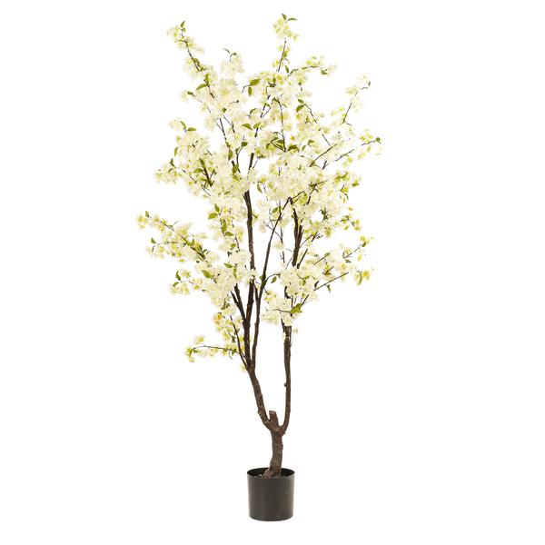 Kunstplant - Prunus - Kersenbloesem - Wit - 210cm  BotanicBridge